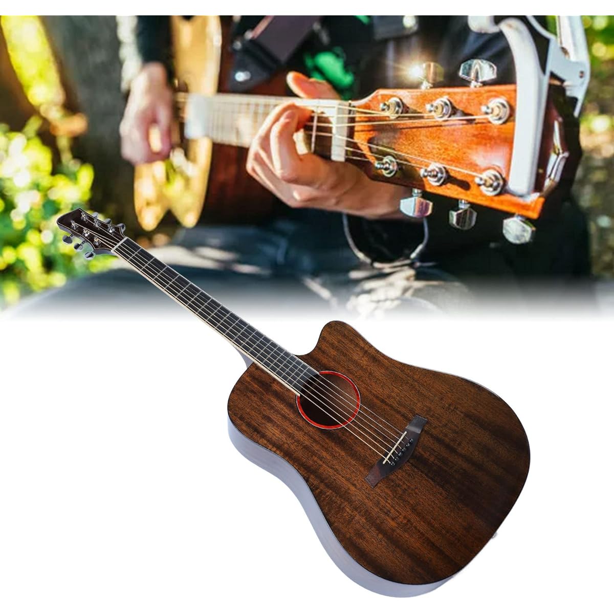 41 inch folk guitar, fine textured spruce and mahogany gift acoustic guitar, soft tone, strong penetrating mirror surface, for travel