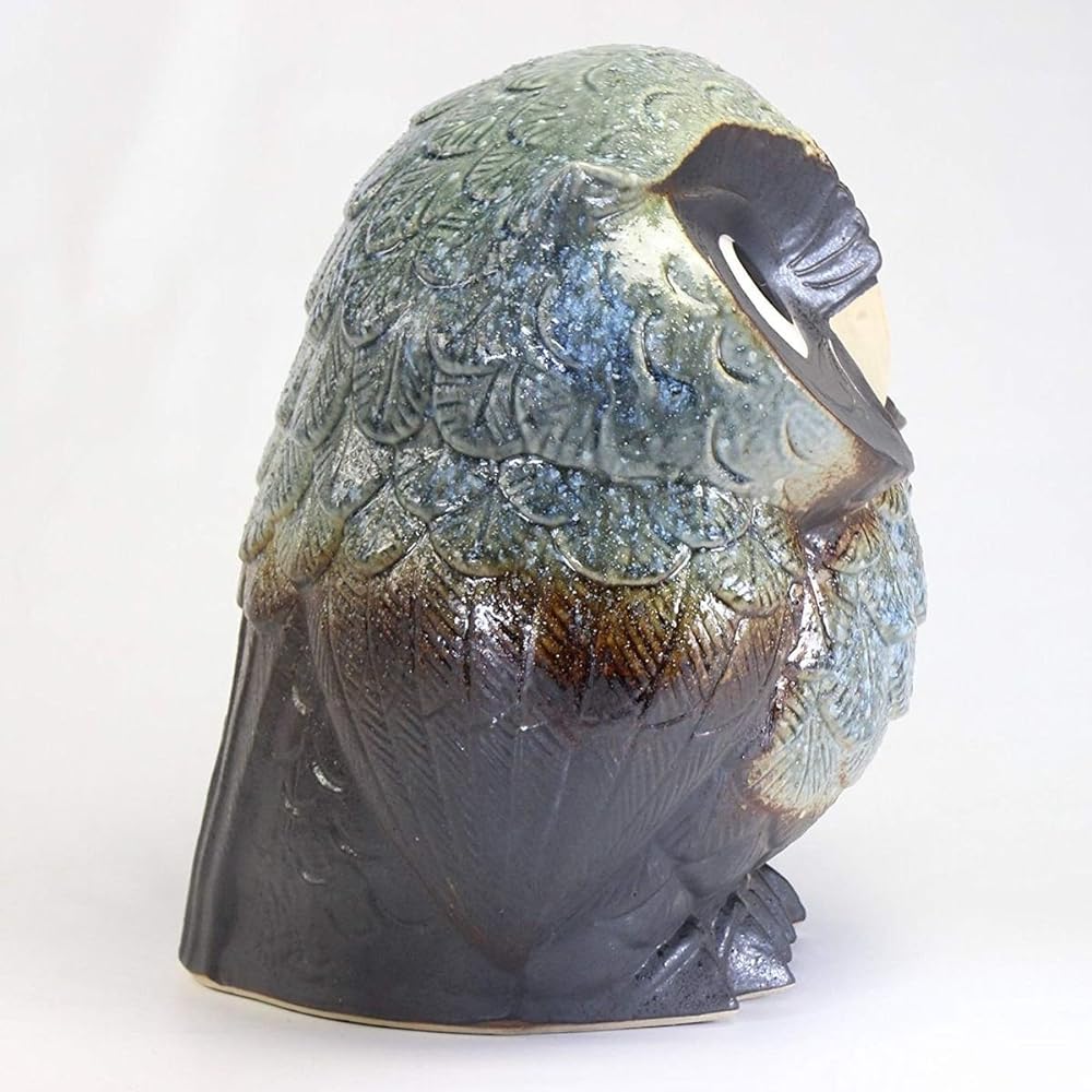 CtoC JAPAN Select Shigaraki Owl Ornament R101-13BY Pottery Width 41cm x Depth 32cm x Height 39cm Fukutaro (Blue Kiln Skin) No. 13 Stylish Pottery 4510542320239