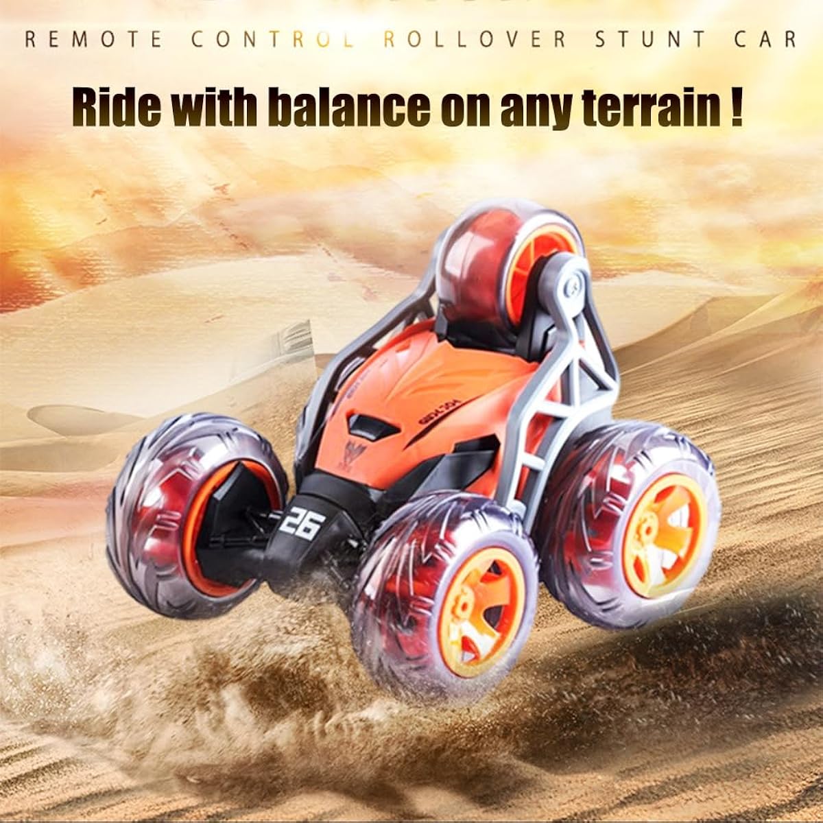 WenToyce RC Stunt Car for Kids Remote Control Car Stunt Vehicle High Speed 360 Degree Rotation Flip Racing Car Upright Driving Toy for Boys Girls Orange