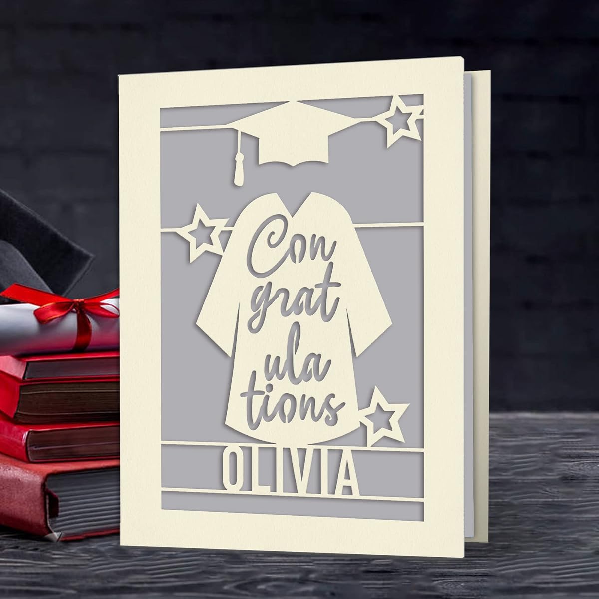 Personalized Graduation Cards for Him, Daughter, Son, Graduate, Student, Friend, Congratulations, Laser Paper Cut, Class of 2022 Greeting Cards with Envelope and Name