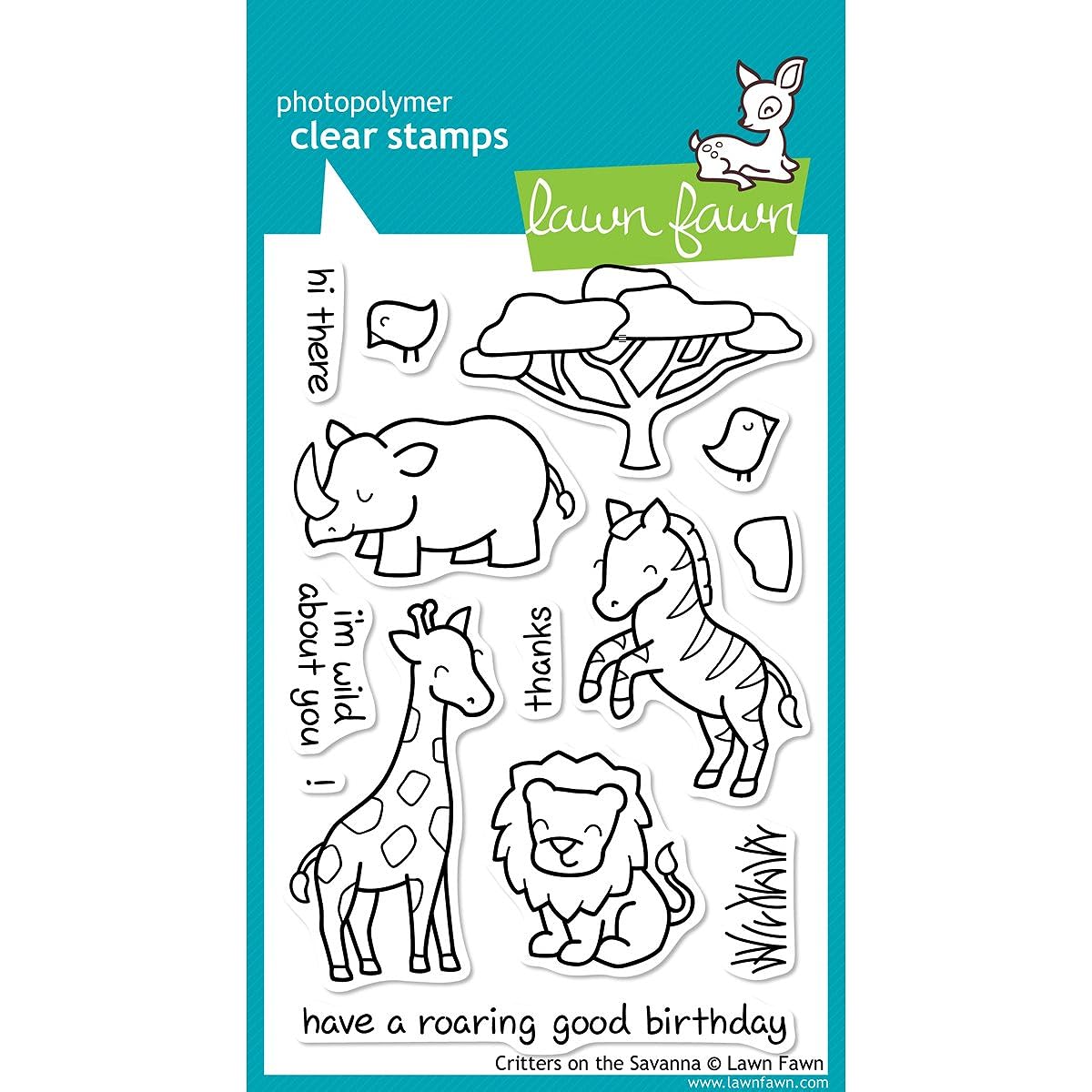 Lawn Fawn - Clear Acrylic Stamps - Critters on the Savanna by Lawn Fawn