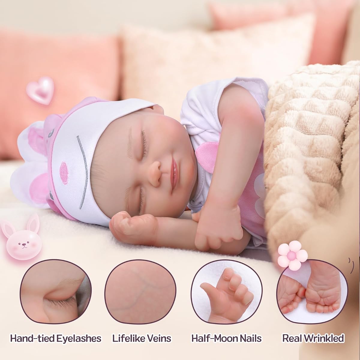 BABESIDE Lifelike Reborn Baby Doll Skylar 17" Soft Vinyl Body Realistic Newborn Baby Doll Anatomically Correct Real Life Baby Doll for Girls Kids Ages 3+ & Collections