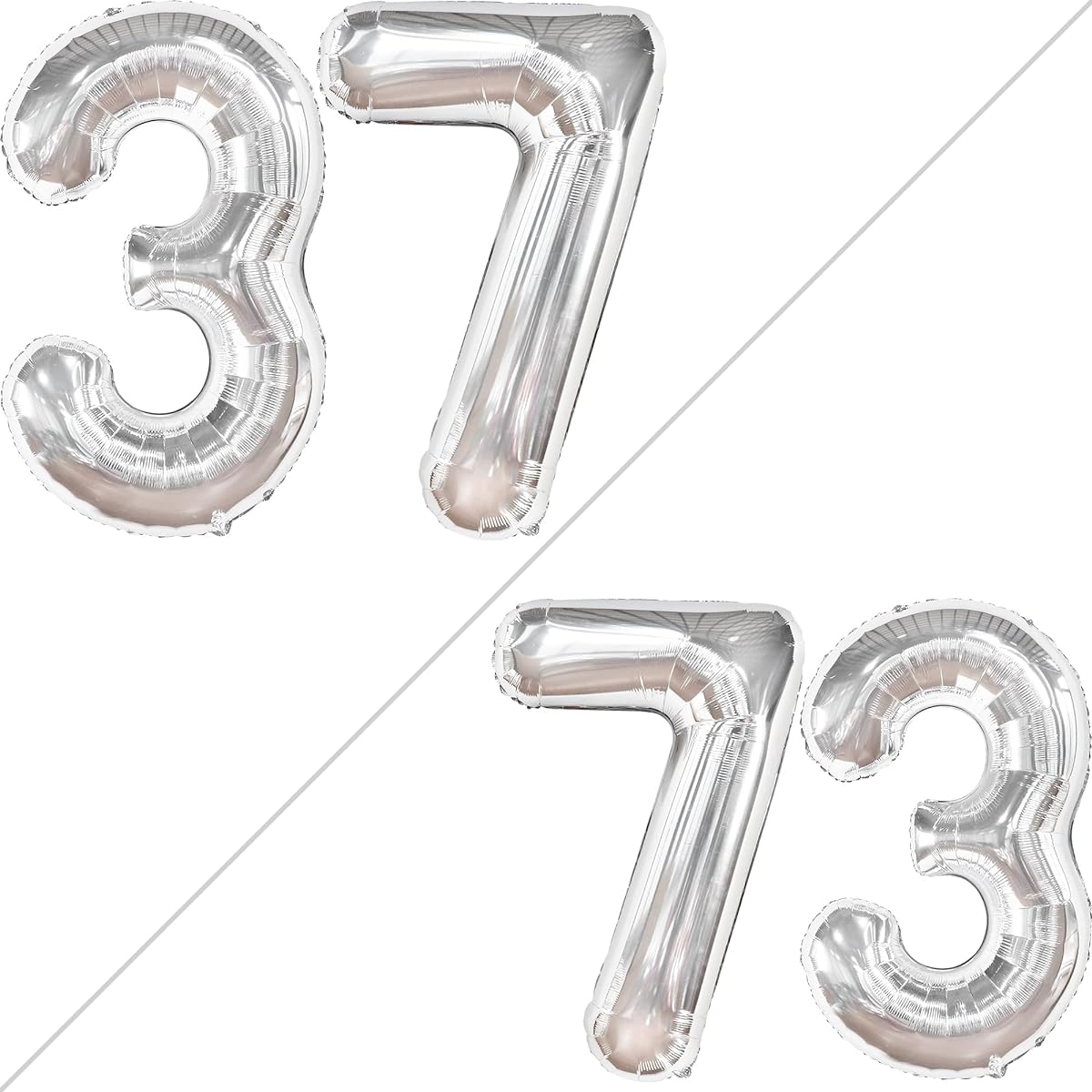 KatchOn Giant Silver 37 Balloons Number - 40 Inch Silver Birthday Balloons | 37th Birthday Decorations for Men | 37 Balloons Numbers 37th Birthday Decorations | 37th Birthday Decorations for Men