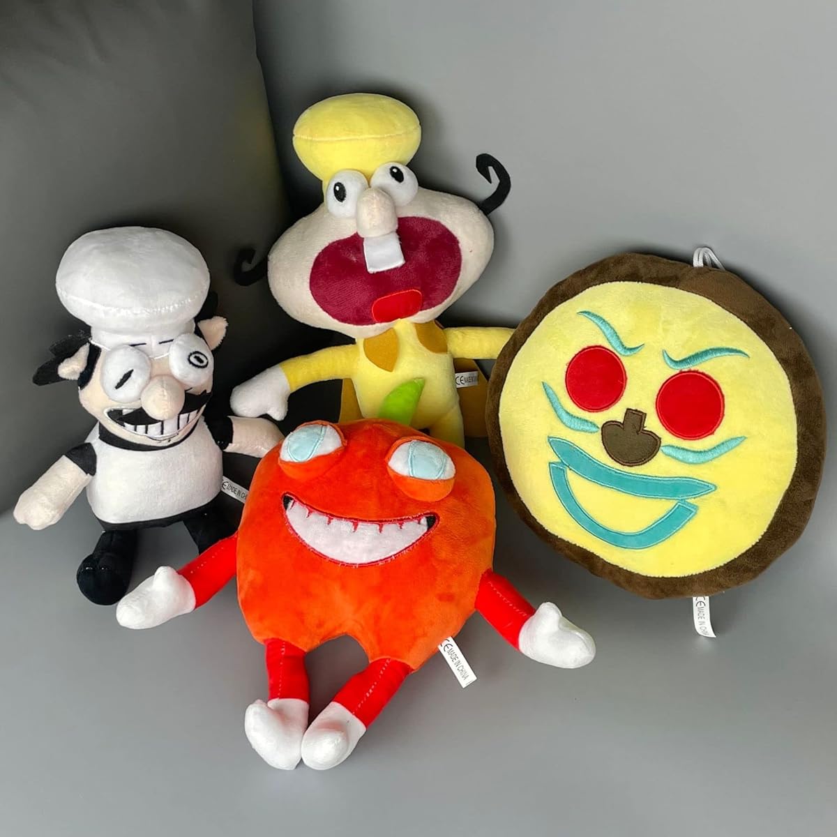 WESOPAN Pizza Tower Plush Toy 4 Pieces 10 Inch Noise Pepino Pepperman Pizza Face Pizza Tower Plush Toy for Game Fans Birthday Christmas Easter Gift for Fans Kids and Adults (4 Pieces)