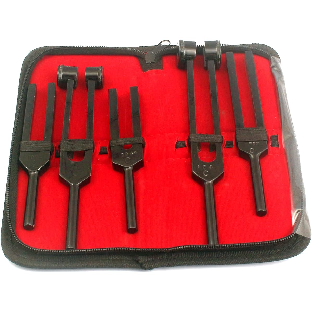 LAJA Imports Full Black Set of 5 Standard Musical Violin Tuning Forks 128hz 256hz 512hz 1024hz 2048hz with Case