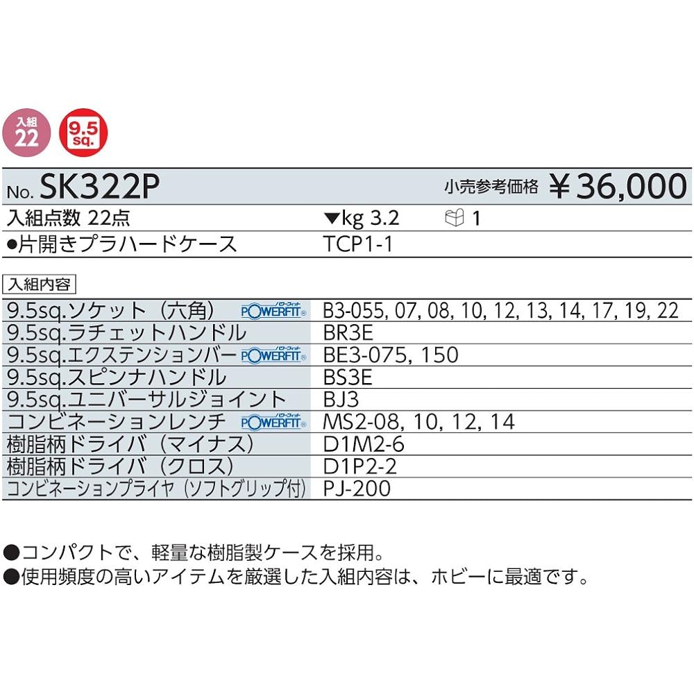 Kyoto Machinery Tools (KTC) SK322P Maintenance Tool Set SK322P