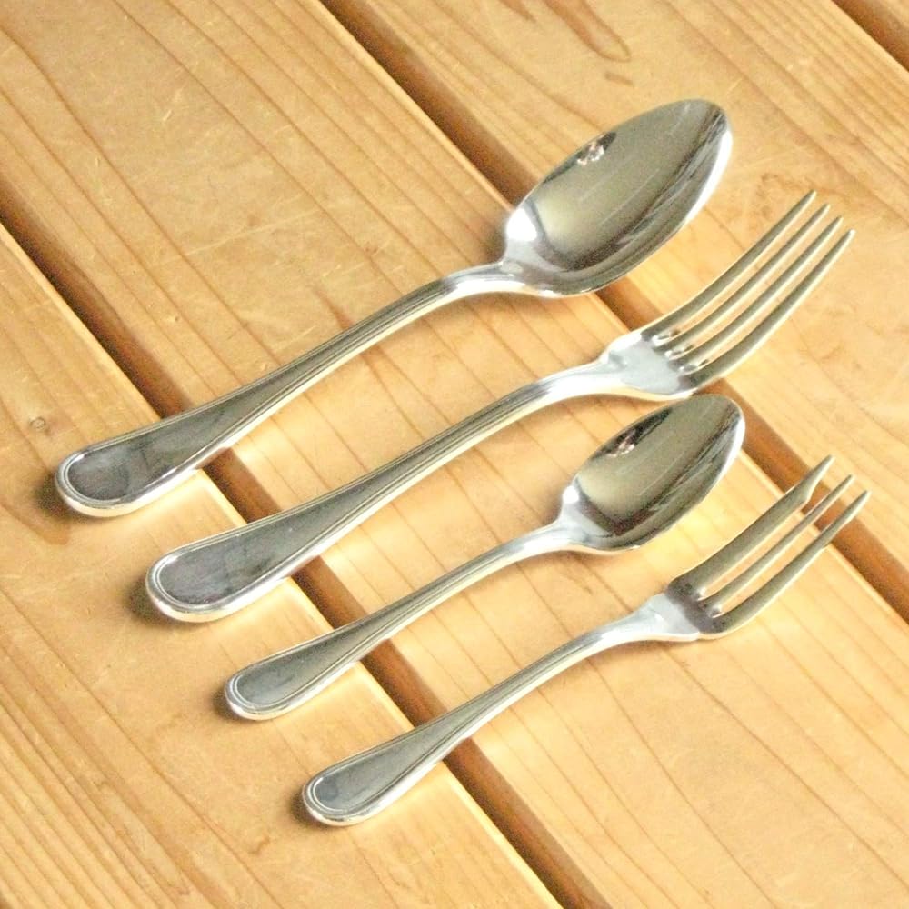 Nagao German Silver Dinner Cutlery Set of 4, Nickel Silver, Made in Japan