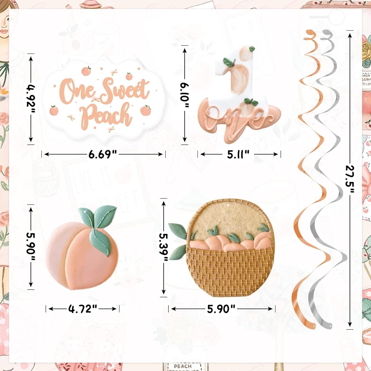K KUMEED Peach Birthday Party Decorations 20 Pieces Sweet Peach Hanging Swirls Baby Girls Sweet Peach First Birthday Supplies Cake Smash Photo Props Background