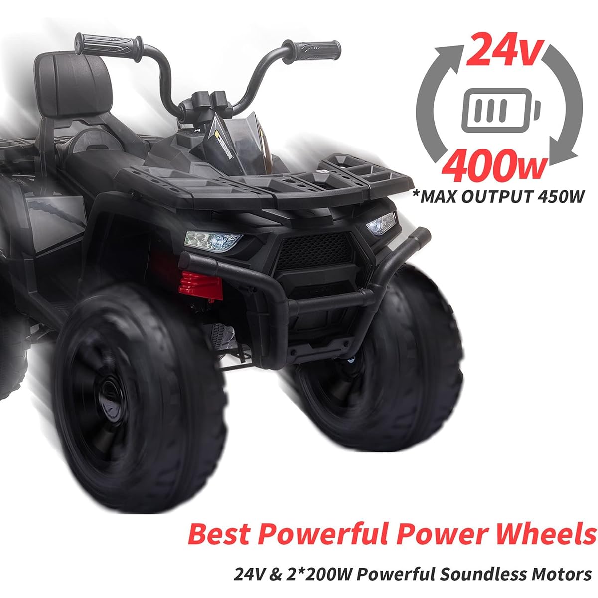 24V 2 Seater Kids 4 Wheel Drive Truck with Leather Seats and Remote Control 24V Battery Powered Off Road UTV Toy with LED Lights High/Low Speed Spring Suspension Light Blue