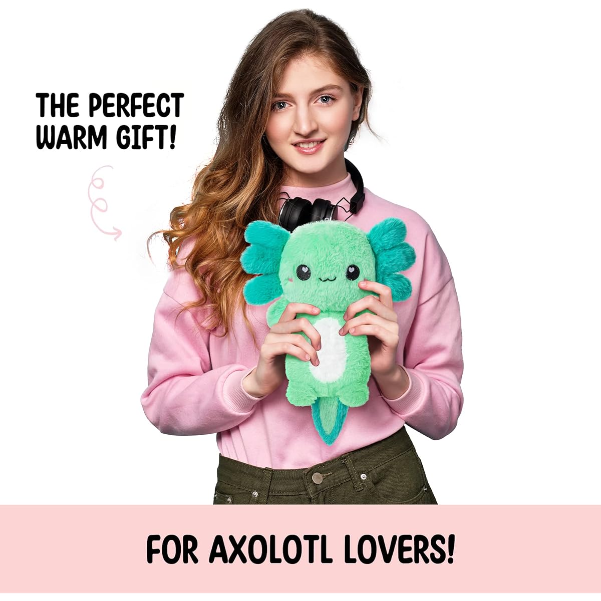 Axolotl Microwavable Unscented Heating Pad for Women and Kids - Cute Soft and Cozy Pillow Plush Heatable Warm Stuffed Animals - Cute Hot & Cold Stuffed Animals - Axolotl Gifts for Girls and Boys