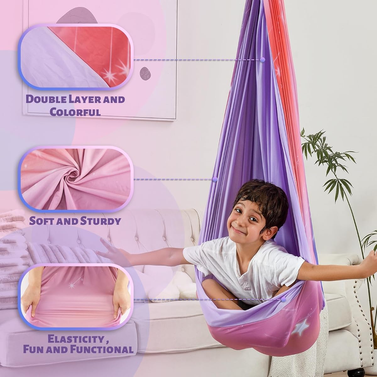 Sensory Swing Indoor/Outdoor/Child Therapy Swing/Child Swing Hammock for Kids and Adults Autism Sensory Joy Therapy Swing for Kids Joy Therapy Swing (Ryusei)