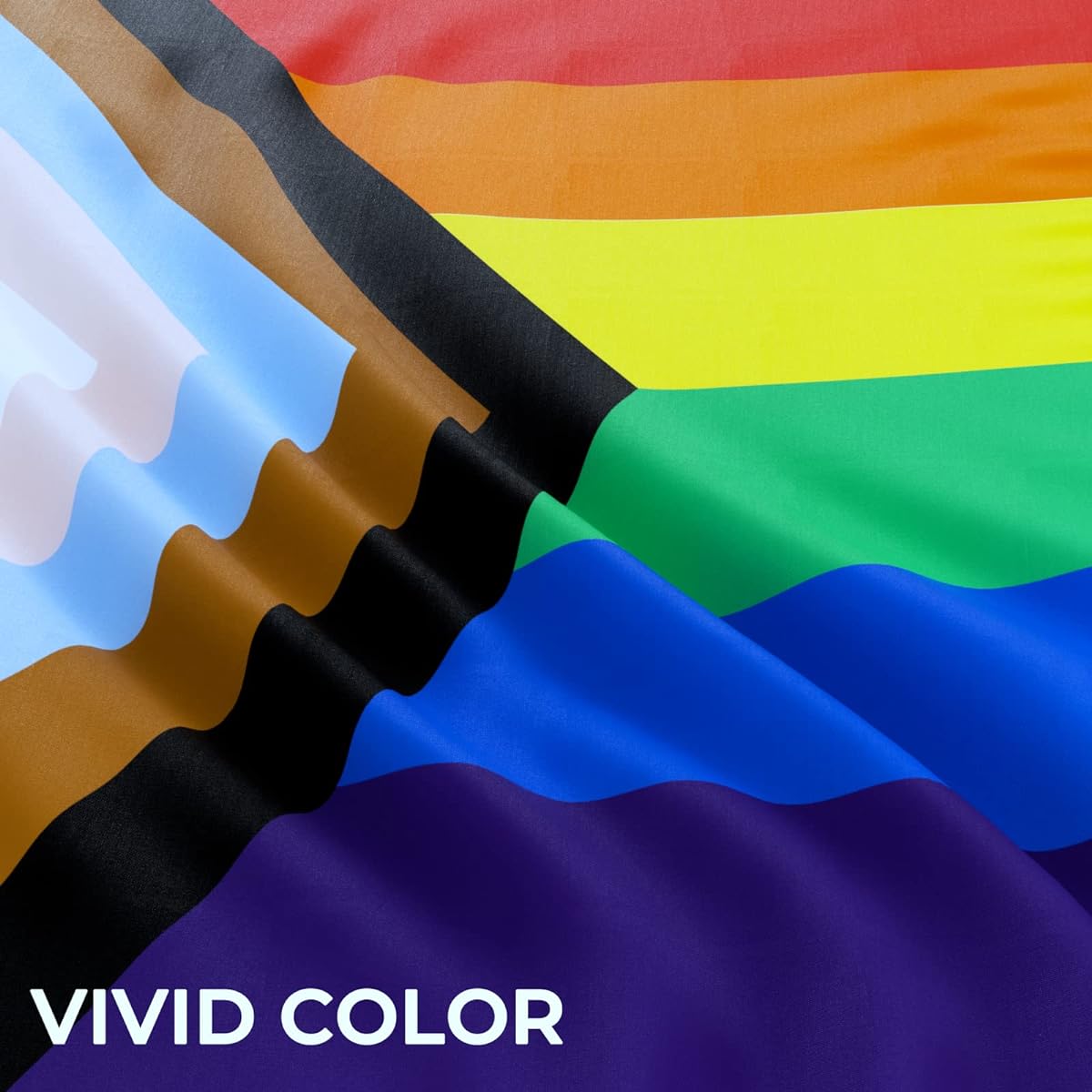 DecoVibe Progress Pride Flag 3x5ft Vibrant Fade Resistant Lightweight LGBT Flag with Double Stitching and Canvas Header Wall Decor for LGBTQ+ Support and Celebrate Pride Month