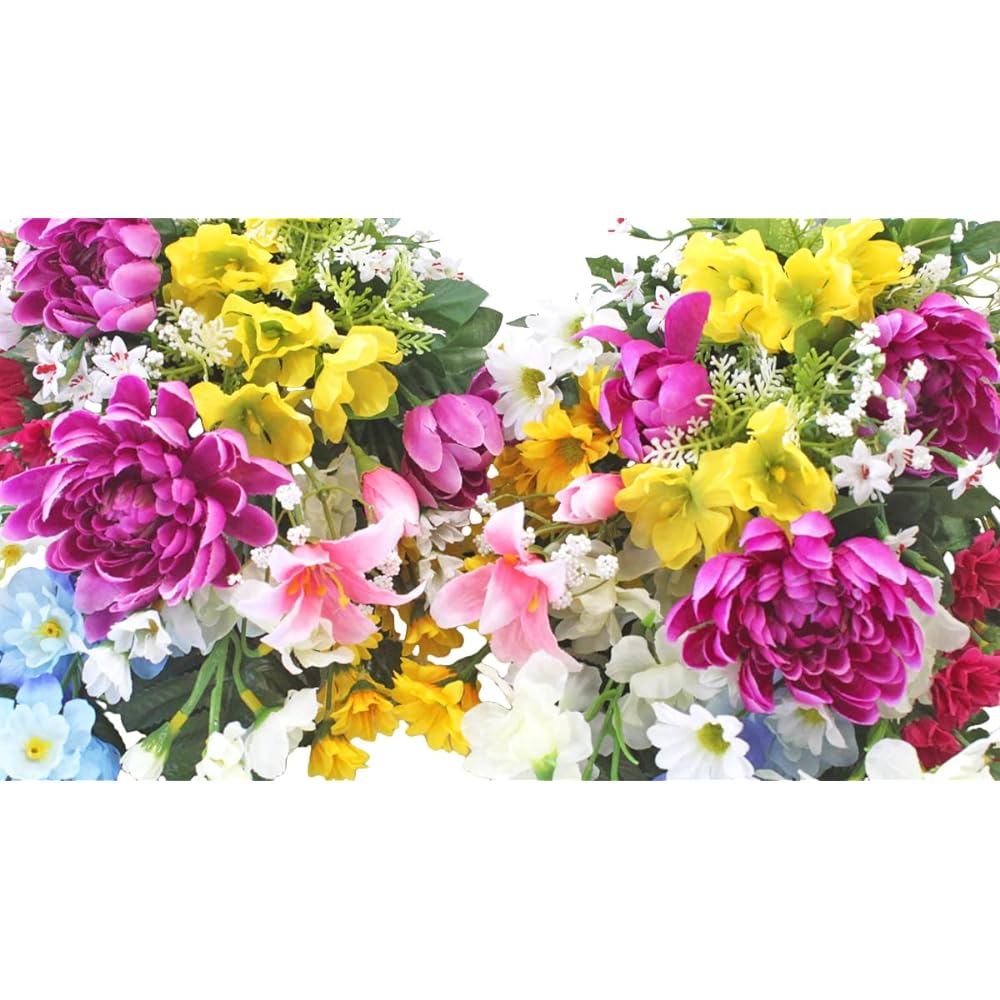 Yamakyu Artificial Flowers Buddha Flower Bouquet of Delphinium and Chrysanthemum Pair Approx. 43cm CT Catalyst (Deodorant Decomposition/Anti-fouling) Processed Silk Flower Equinox Obon Buddhist Altar Grave Flower Offering btb
