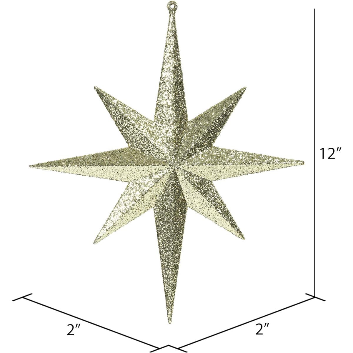 Vickerman M167408 Plastic Iridescent Glitter Bethlehem Stars, 2 Bags, 12 Inch, Gold