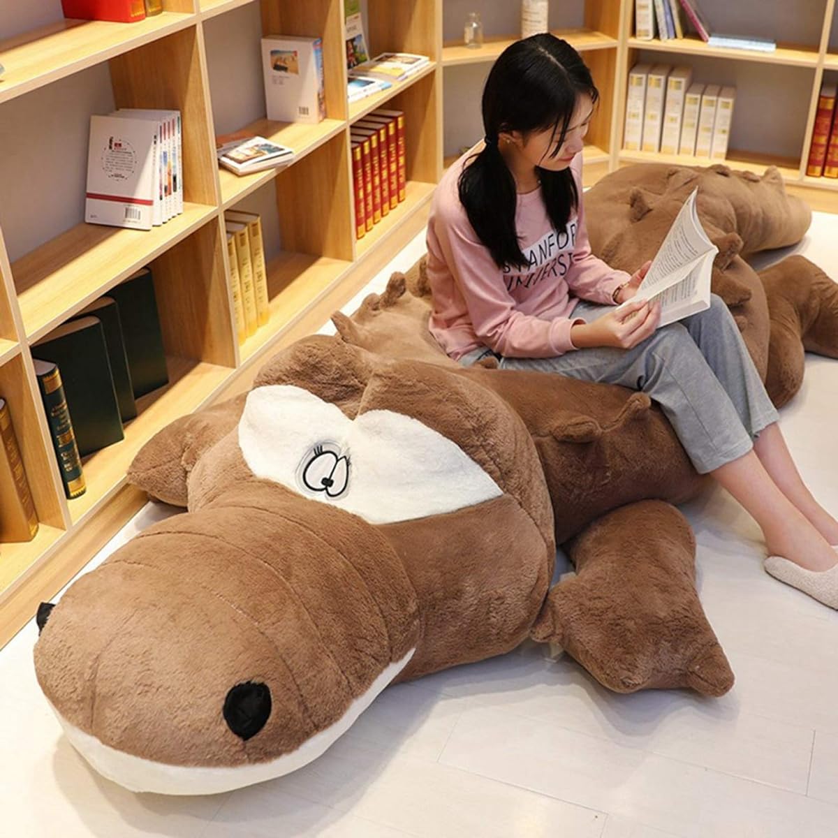 animal, cute, 190cm, crocodile stuffed animal/crocodile sewn wrapping/crocodile body pillow, celebration, fluffy stuffed animal, soft, sleeping together, cushion, crocodile toy, coffee color, soft, side sleeping, washable, soothing, desk/nap pillow, gift