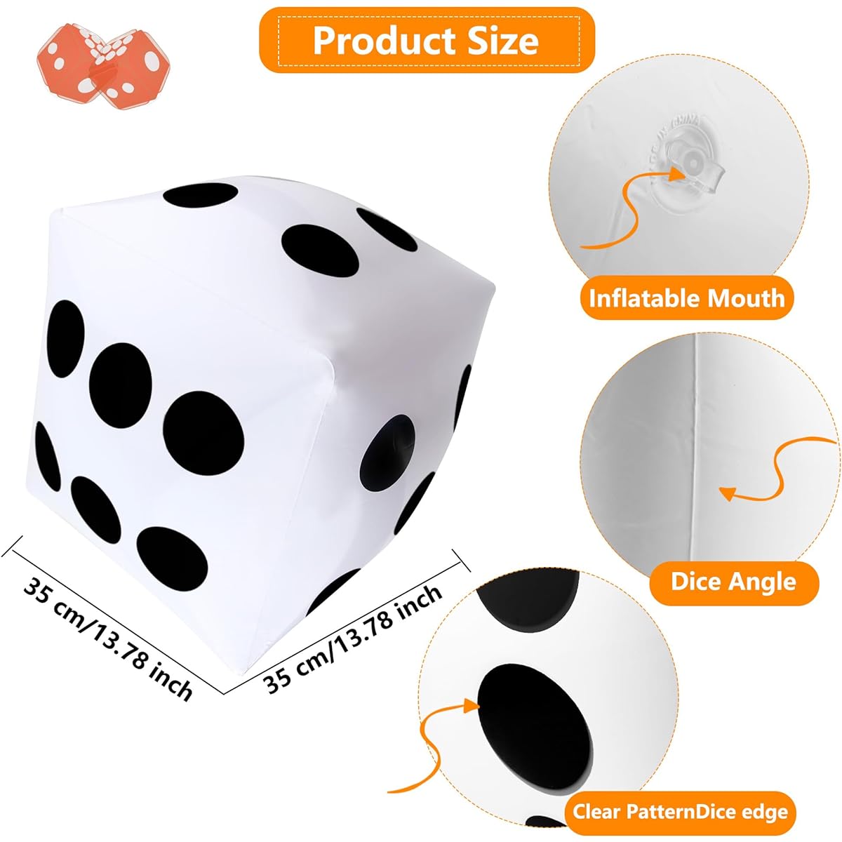SGBETTER 9 Pack 14" Jumbo Inflatable Dice Giant Inflatable Dice for Indoor Outdoor Family Games Pool Party Supplies 3 Colors