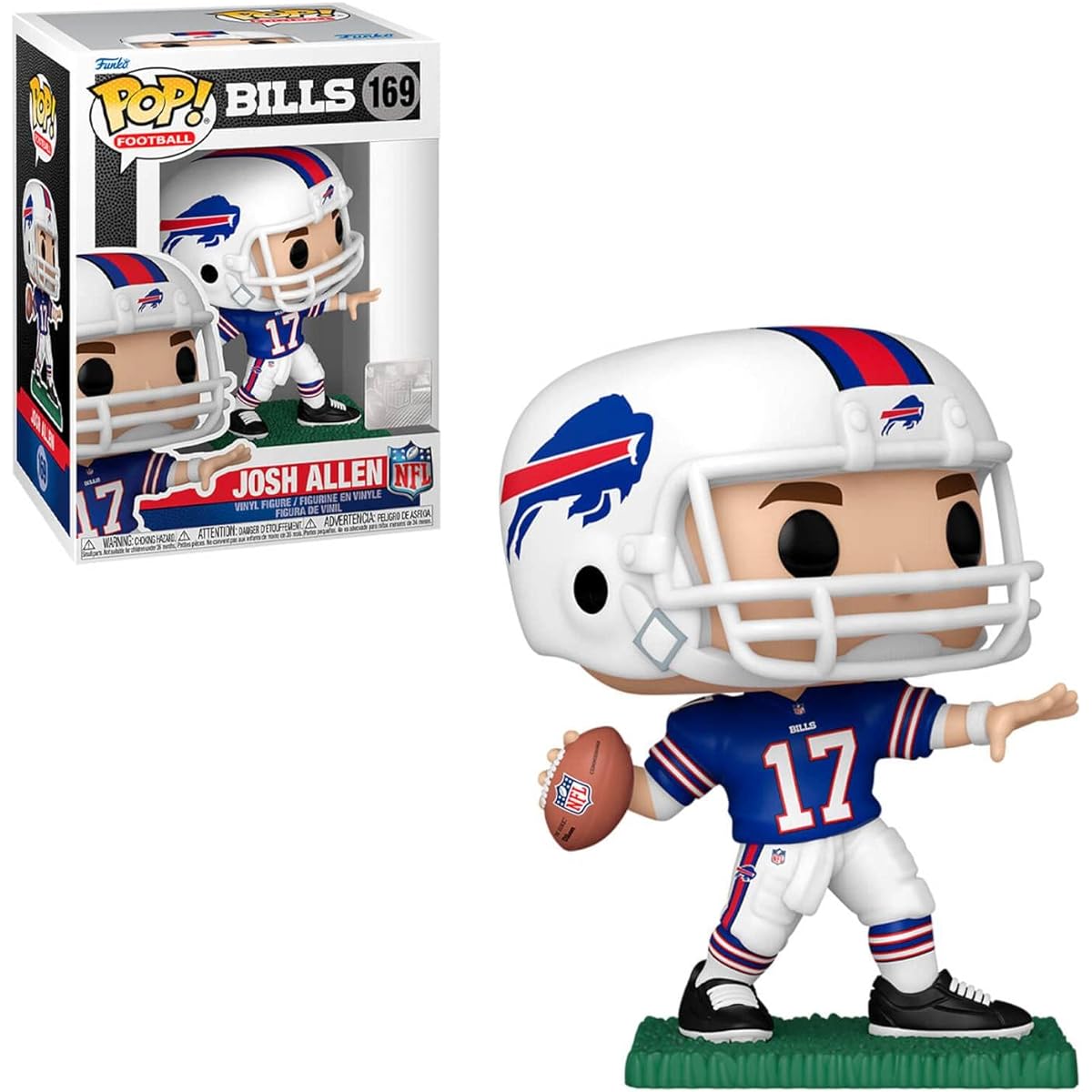 POP Football: Bills - Josh Allen (Away Jersey) Funko Vinyl Figure (Includes Compatible Box Protector Case), Multicolor, 3.75"