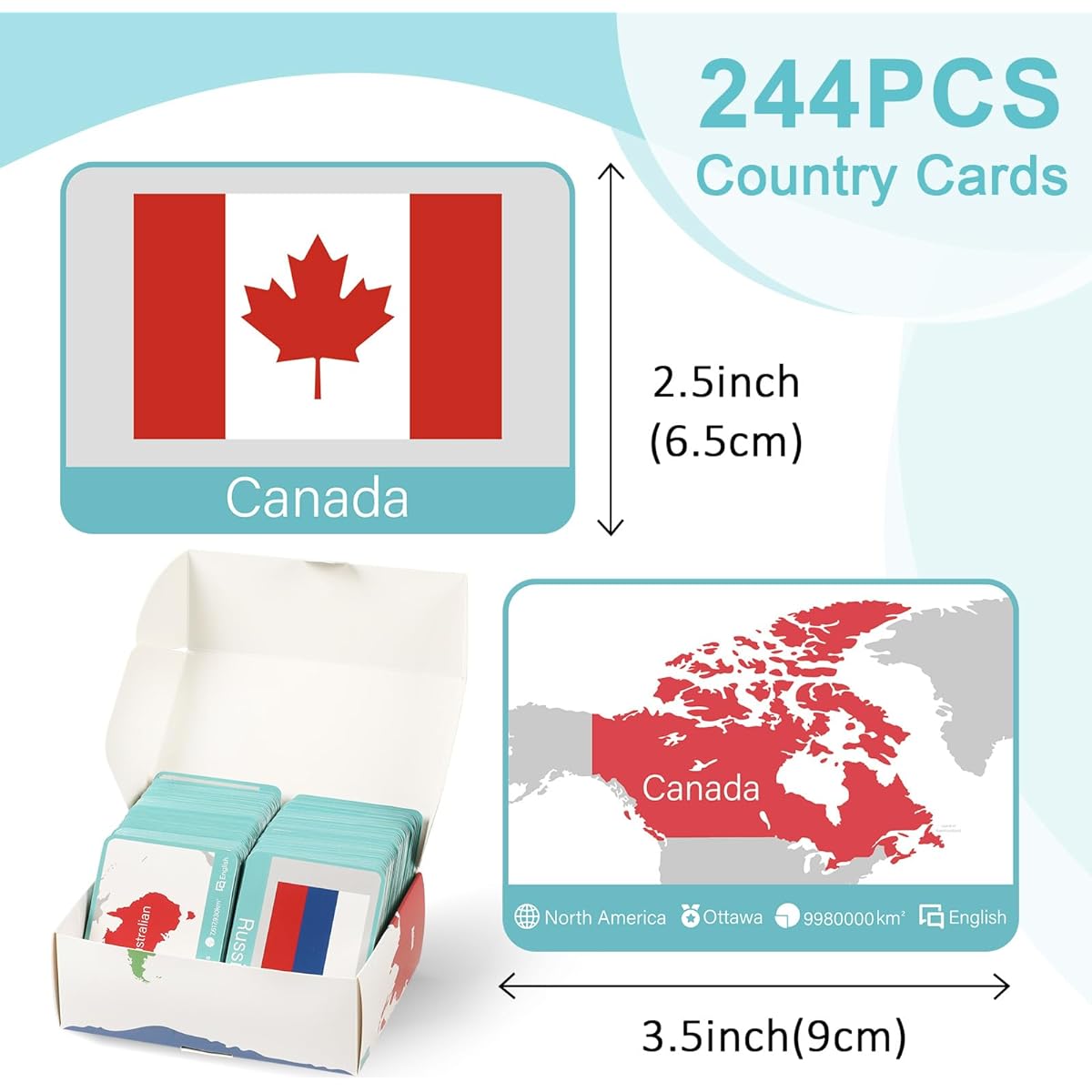 244 Pieces World Flags Flash Cards Countries Continents Capitals Population Flags Geography Educational Cards Game Gifts for Kids Family Adults National World Flags Cards