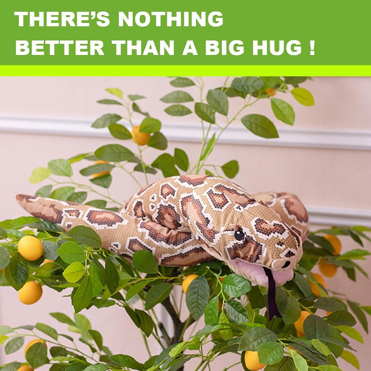 Lifelike Giant Snake Stuffed Animal Cobra Plush Toy Realistic Qamra The Queen Cobra Stuff Snake Python Doll Birthday/Christmas Gift Brown/59 Inch