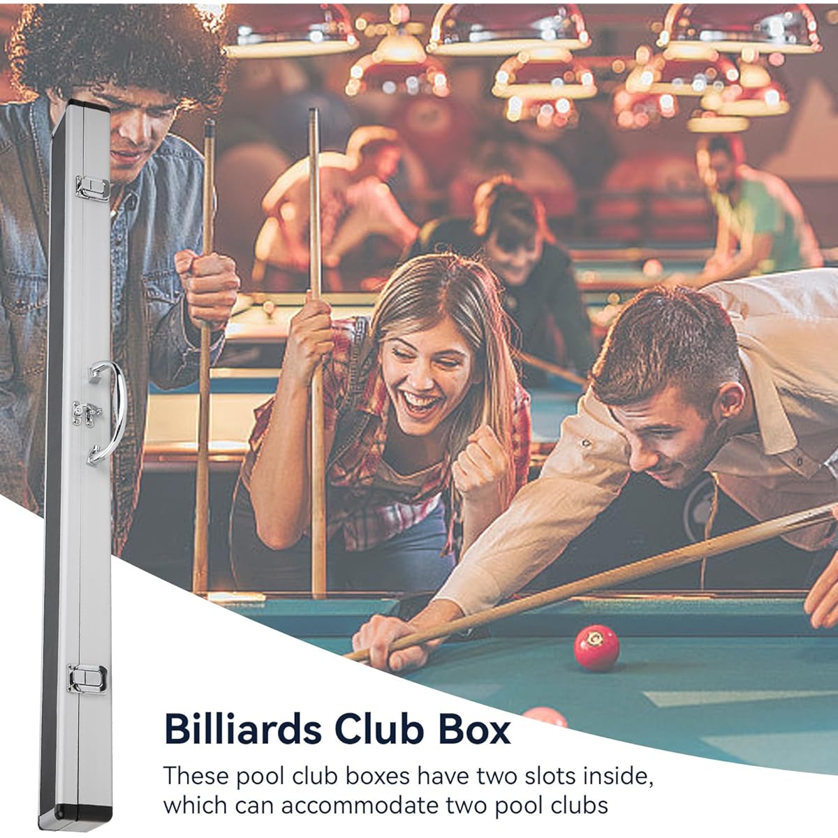 Pool Cue Box 1/2 Aluminum Billiard Pool Cue Stick Hard Box 31.95" Snooker Cue Case Soft Foam Lined Carry Storage Billiard Pool Cue Case Holder for Pool Cue Stick