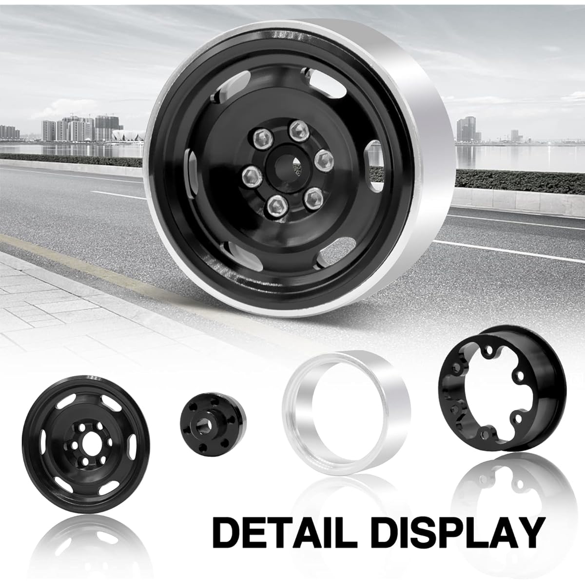 OGRC 1.0 Beadlock Wheels RC Metal Beadlock Wheel Rims for 1/18 TRX4M 1/24 SCX24 C10/Bronco/JLU/Gladiator/Deadbolt RC Crawler Car Upgrade