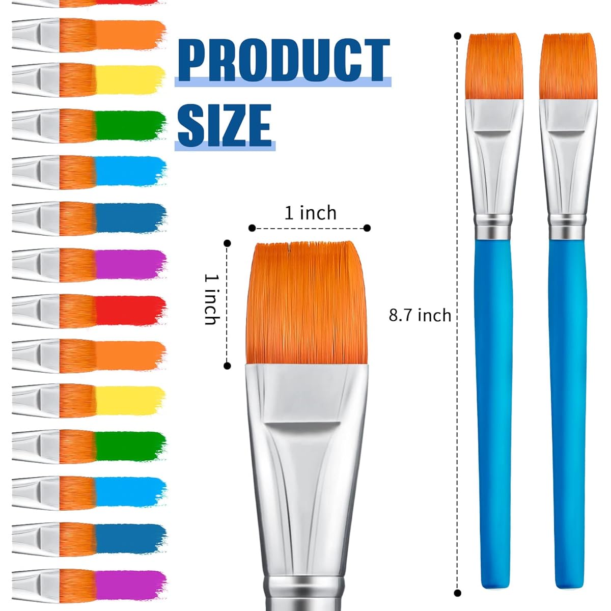 Flat Paint Brushes Watercolor Acrylic Paint Brushes Synthetic Nylon Hair Paint Brushes 1 Inch Artist Painting Brushes for Detail Painting Oil Watercolor Fine Art Painting for Kids (Sky Blue, 5 Pieces)