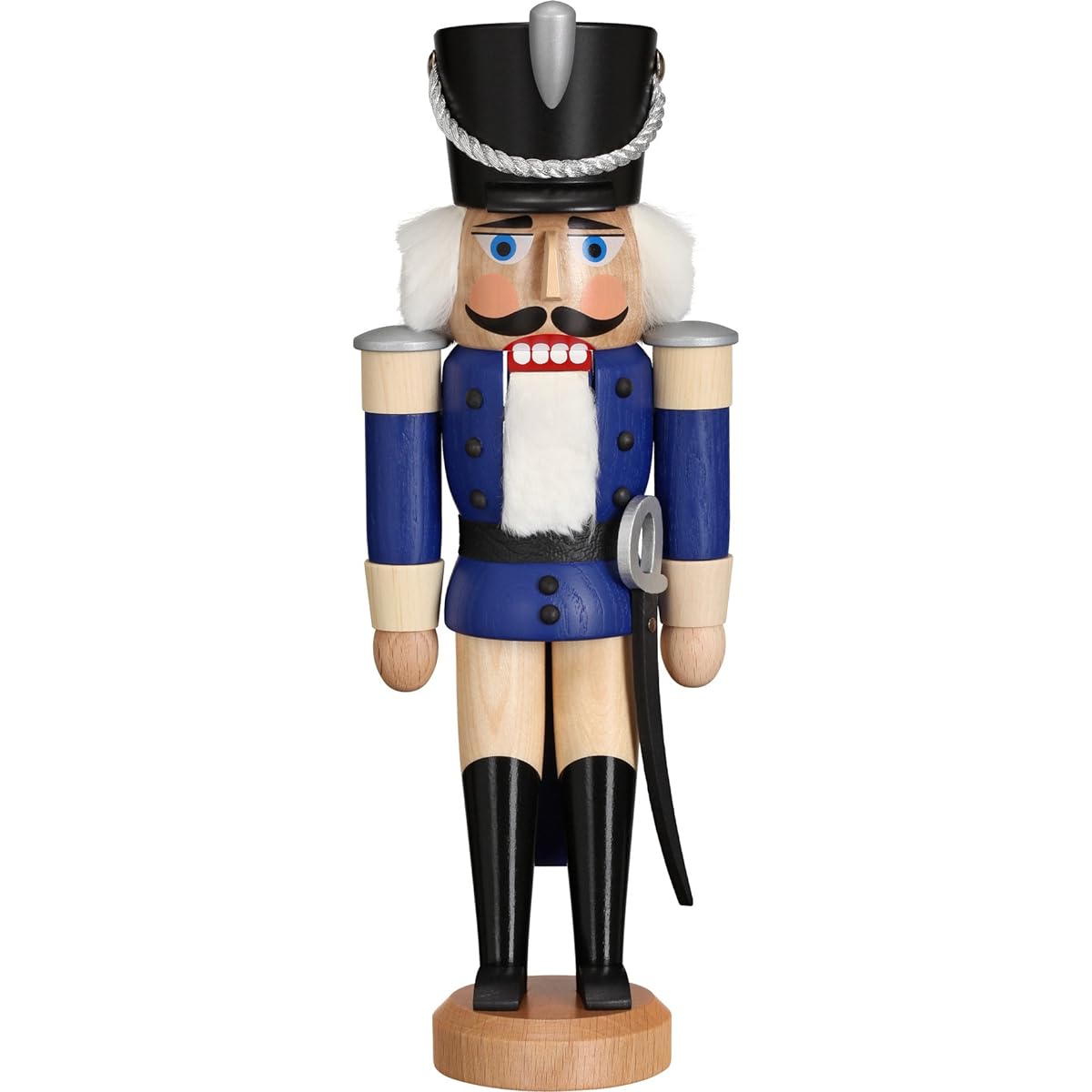 German nutcracker hussar ash-tree blue, height 28 cm/11 inch, original Erzgebirge by Seiffener Volkskunst SV 11312/2