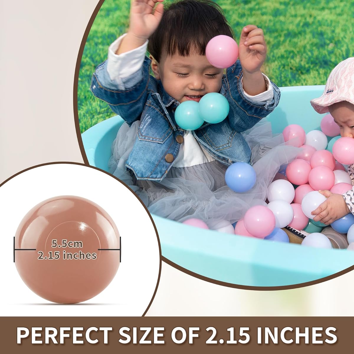 Thenese Pit Balls Crush Resistant Plastic Kids Toy Ball Macaron Ocean Ball 2. 15 Inch.