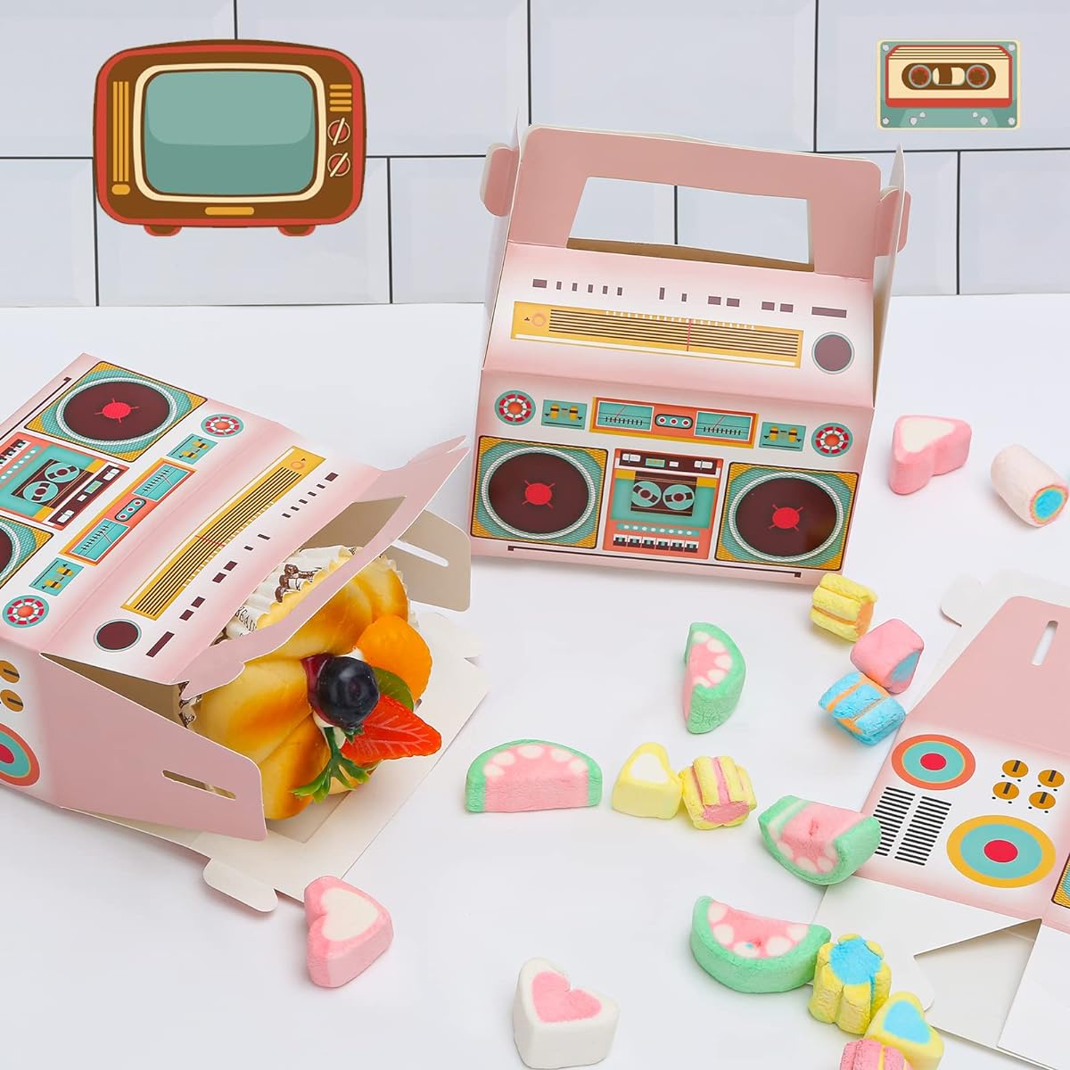 80s Party Favor Boxes Novelty Boom Favor Boxes 80s Theme Retro Radio Decorations Hip Hop Theme Party Favors Supplies Table Centerpieces 1980s Retro Theme Music Birthday Party Supplies