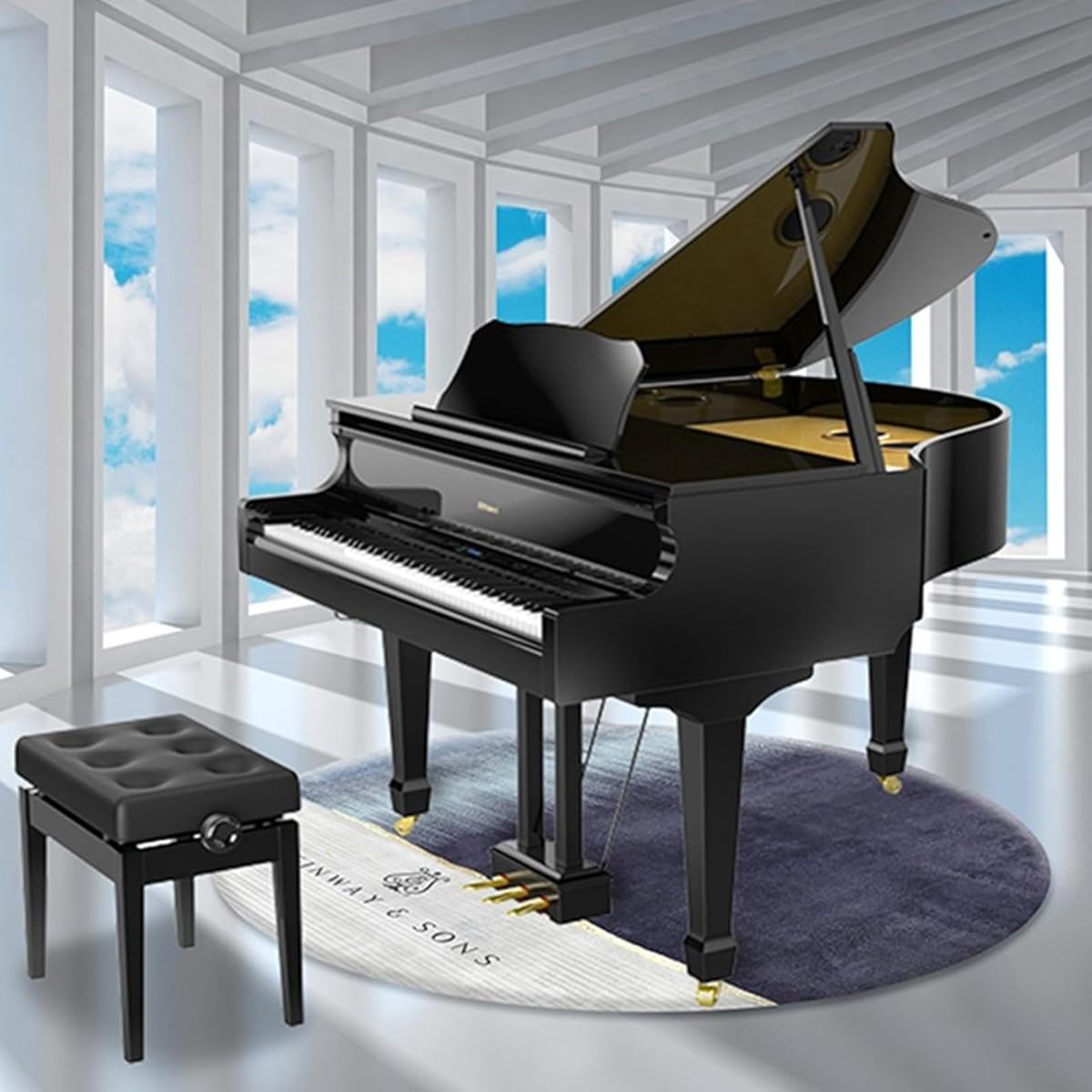 Piano Mat Soundproof Rug Set Desk Carpet Round Rug Circular PVC Electronic Drum Kit All Season Floor Mat Extra Large Electronic Piano Waterproof Non-Slip Soundproof Washable Mildew Resistant Vibration Absorbing School 3m