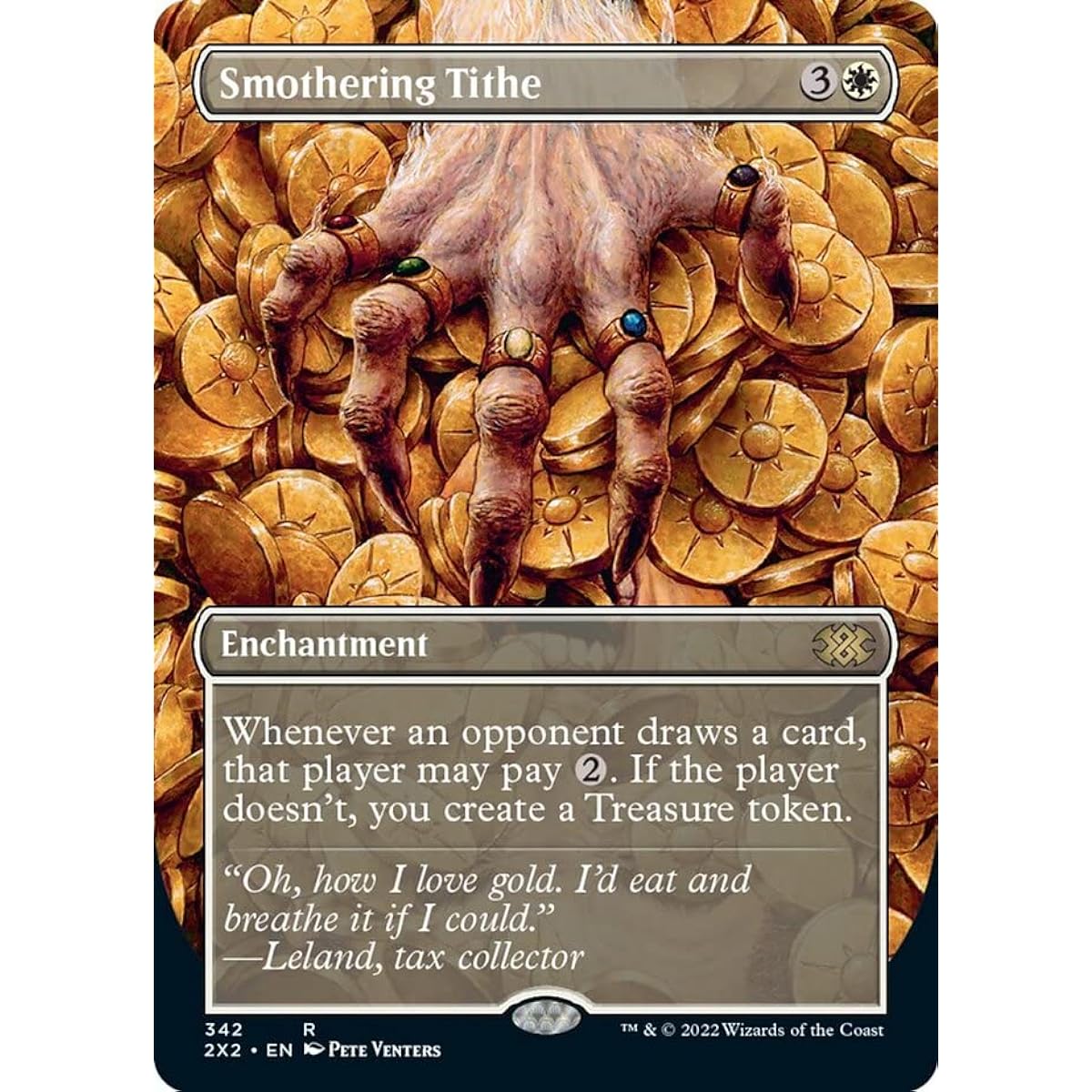 Magic: The Gathering Smothering Tithe (342) Borderless Foil Double Masters 2022