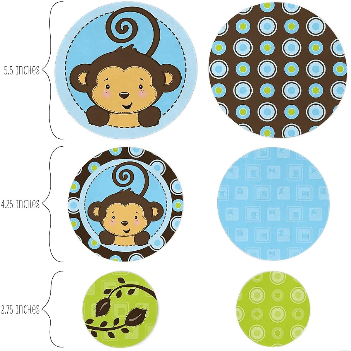 Big Dot of Happiness Blue Monkey Boy - Baby Shower or Birthday Party Giant Circle Confetti - Party Decorations - Large Confetti 27 Count
