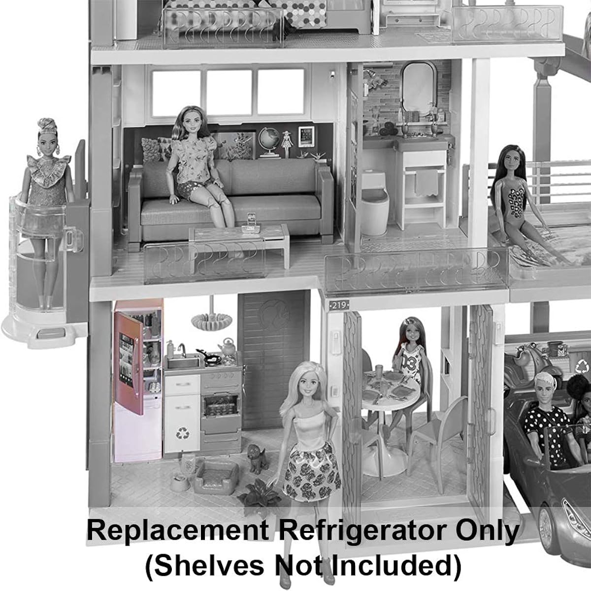 Mattel Replacement Part for Barbie Dreamhouse Playset - FHY73 ~ Replacement Refrigerator ~ Door Really Opens ~ Shelf Not Included