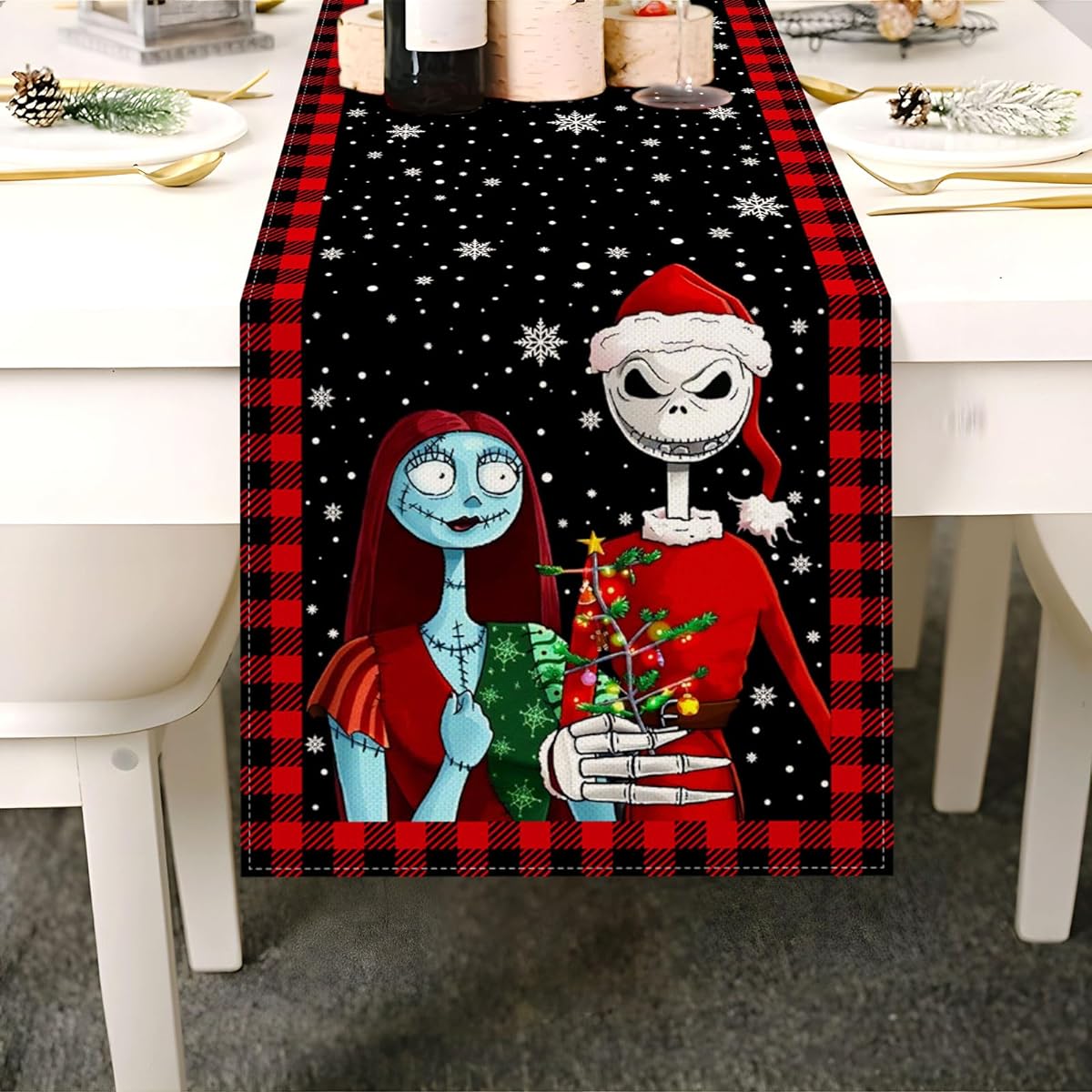 Christmas Table Runner The Nightmare Before Christmas Winter Holiday Party Kitchen Fireplace Dining Room Home Decoration