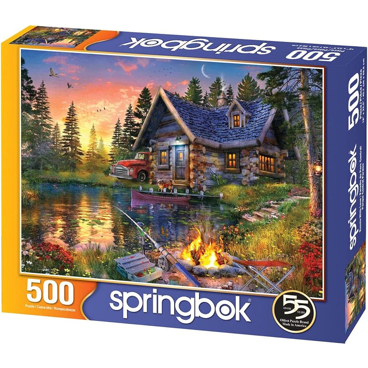 Springbok Puzzles - Sun Kissed Cabin - 500 Piece Jigsaw Puzzle - Large 18 Inches by 23.5 Inches Puzzle - Made in USA - Unique Cut Interlocking Pieces