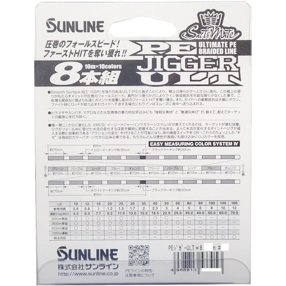 SUNLINE PE Line Salty Mate Jigger ULT 8 Piece Set