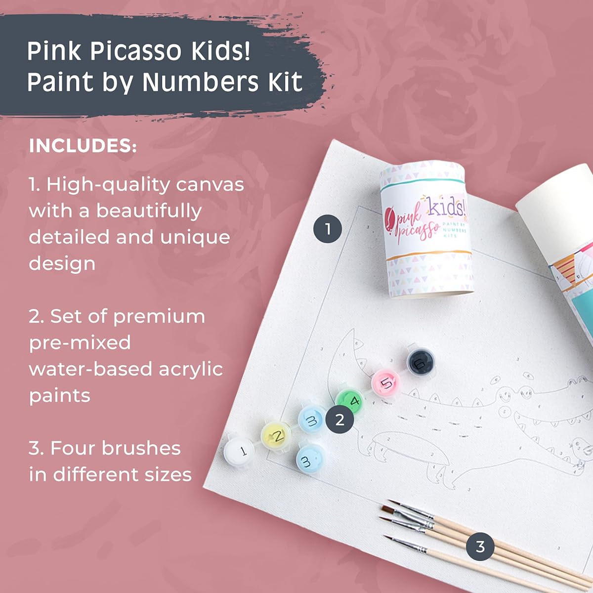 Pink Picasso Kids! Paint by Number Kit for Kids (Late Gator)