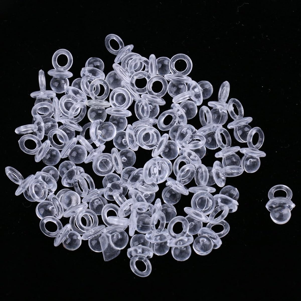 Abbraccia 144 Set Mini Pacifier Charms Baby Shower Baptism Party Table Scatter Decorations - Clear, As Described