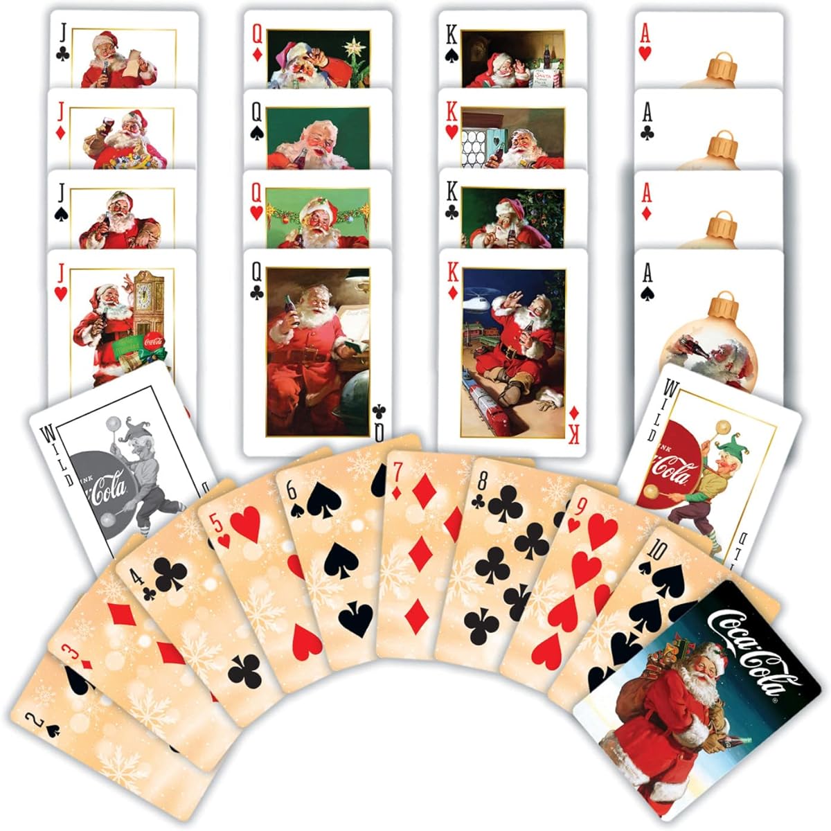 MasterPieces Family Games - Coca-Cola Vintage Santa Playing Cards - Officially Licensed Deck of Playing Cards for Adults, Kids and Families