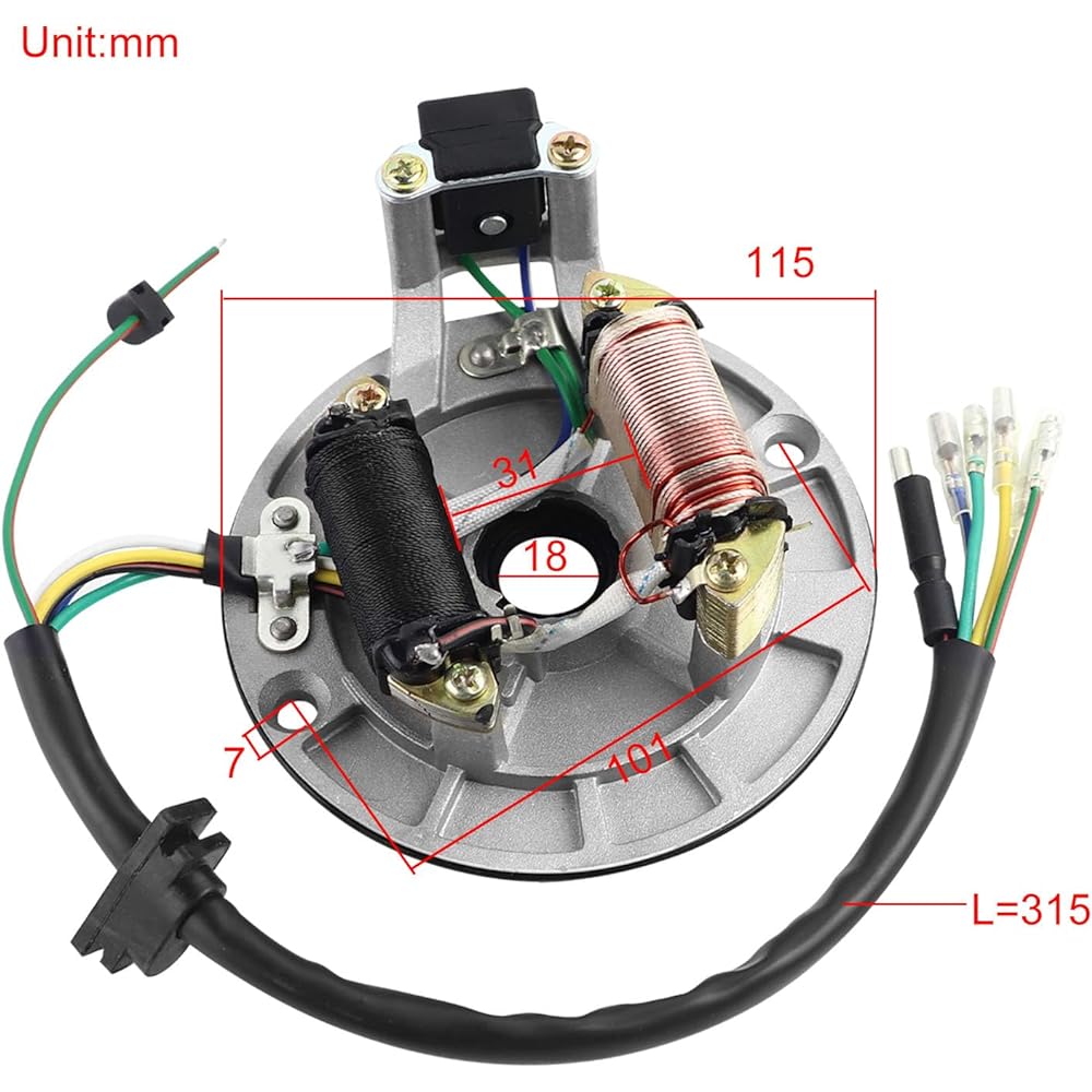 Flypig 2-Coil Ignition Stator Magnetic for 50cc 70cc 90cc 110cc 125cc Taotao Roketa Sunl Dirt Bike ATV Quad