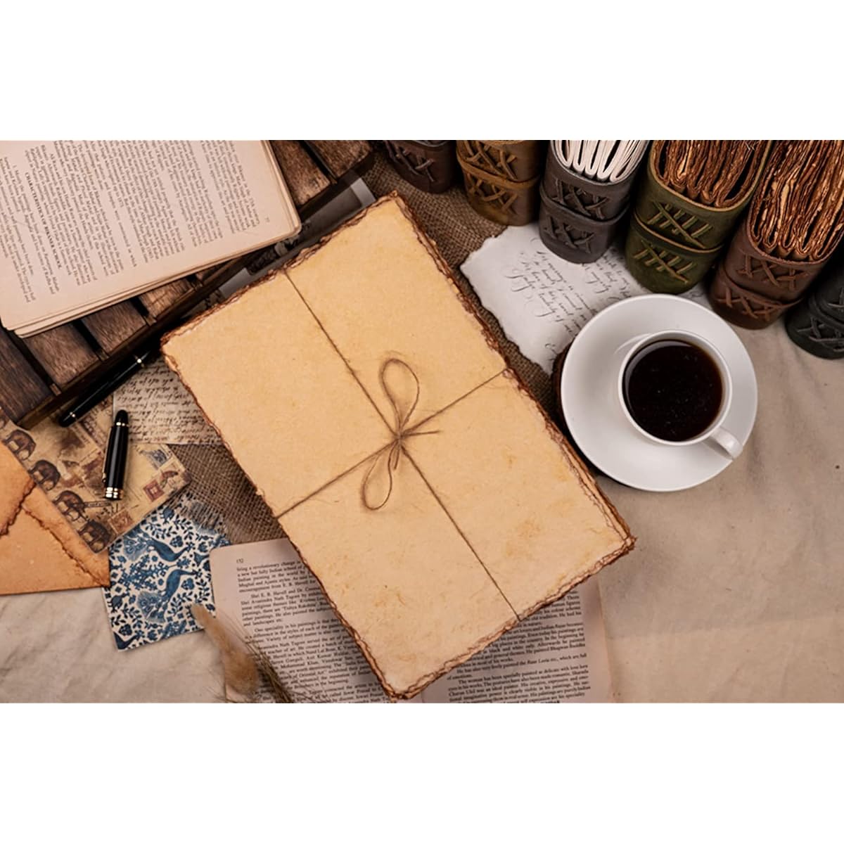 Pzyvelines - 150 GSM Water Paper 50 Sheets - Virgin Cotton - Handmade Paper with Deckle Edge - 16X13 Inch (41x33 cm) - Toned 16" x 13" Vintage