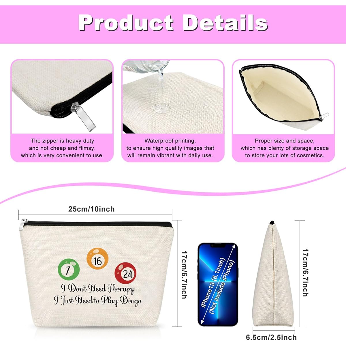 Bingo Game Gifts Cosmetic Bag for Women Bingo Lover for Best Friend Gifts for Sister Gambling Gifts Makeup Bag for Bingo Player Gambler Gifts Christmas Birthday Gifts Travel Cosmetic Pouch