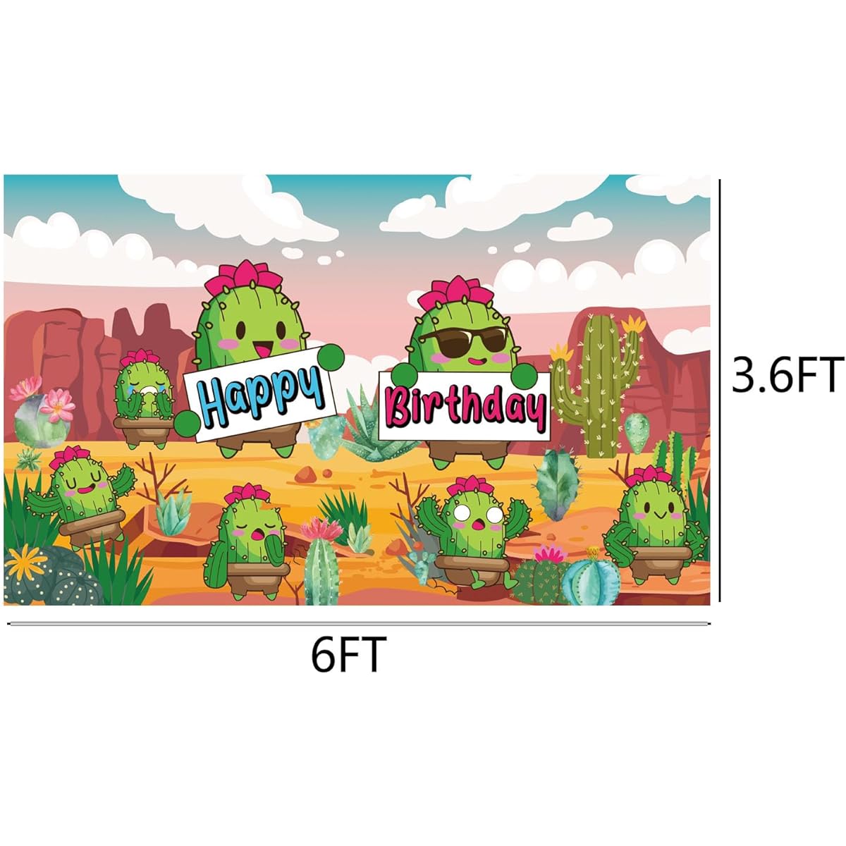 Mexican Party Backdrop 6x3.6ft Mexican Fiesta Happy Birthday Background Kids Theme Baby Shower 1st Birthday Party Supplies Photo Booth Props for Indoor Outdoor Decoration