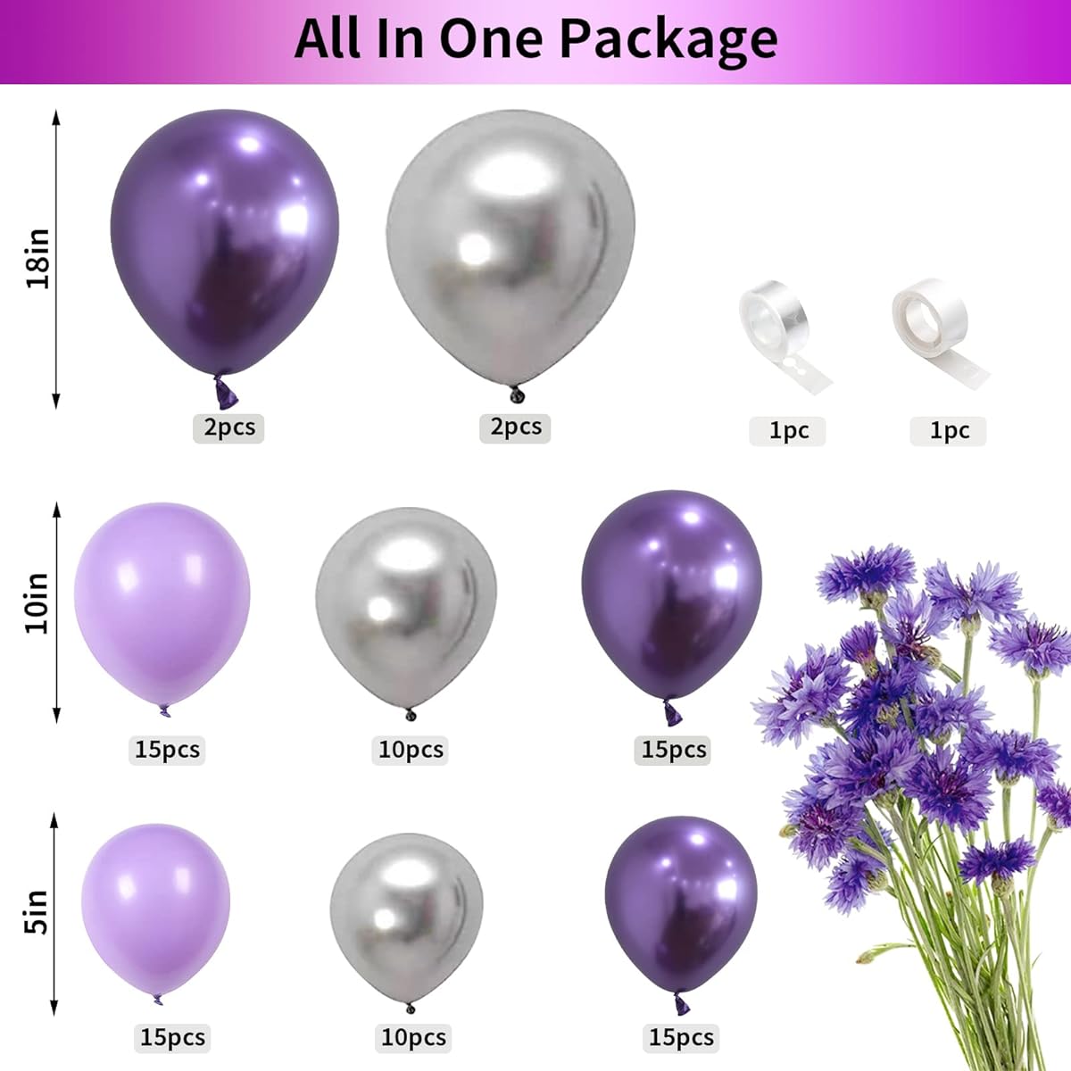 Purple Balloon Garland Arch Kit Metallic Purple Silver Balloons Pastel Baby Purple Balloons Macaroons Party Decorations Birthday Supplies Gender Reveal Baby Shower Wedding Engagement 86pcs