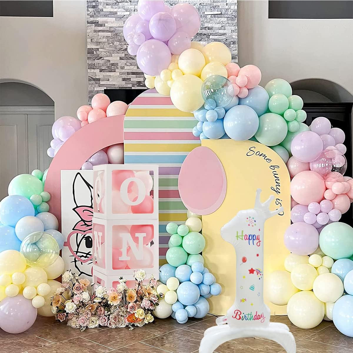 Baby 1st Birthday Party Balloon Box White