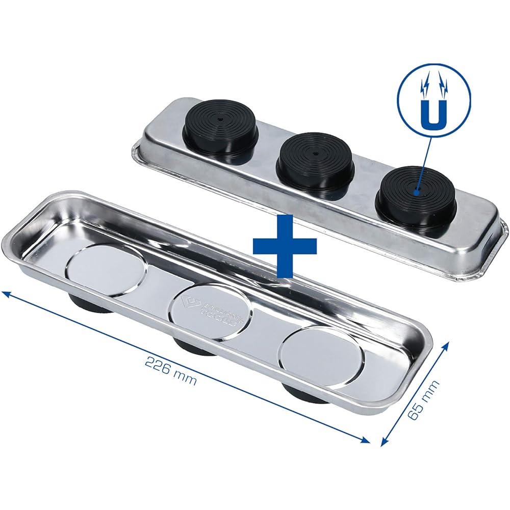 KS Tools Stainless Steel Magnetic Tray Shell Set 65 x 226mm 2 pieces BT691155