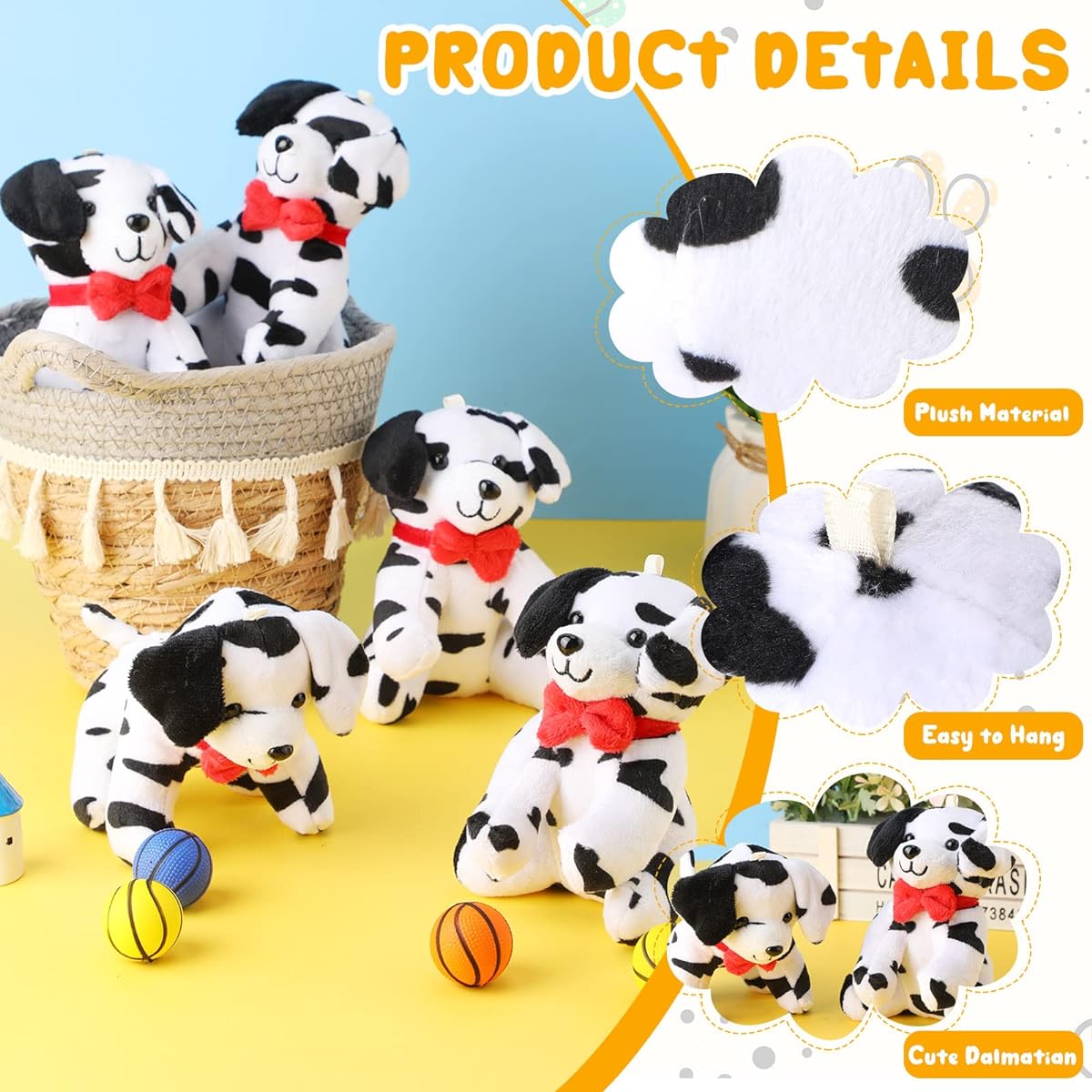 8 Pieces Dalmatian Plush Toys Bulk 4.8 Inch Spotted Dog Small Stuffed Dog Party Favors Mini Stuffed Animals Dog Stuffed Toys for School/Carnival/Prizes/Backpack/Keychain Birthday/Animal Theme Party