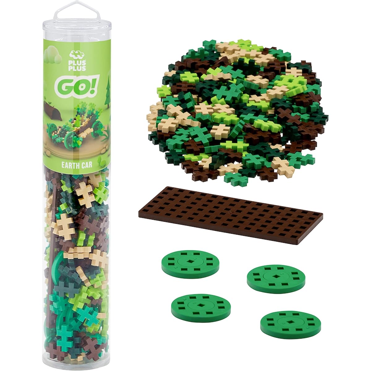 PLUS PLUS - Color Cars Tube - Earth - 200 Pieces Construction Building Stem Steam Toy Interlocking Mini Puzzle Blocks for Kids