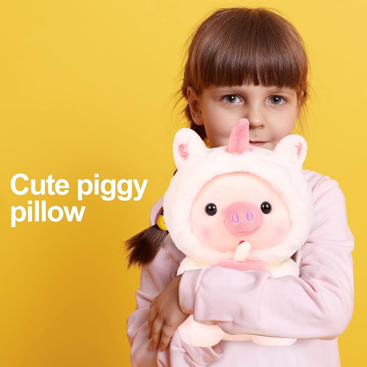 Plush 9.8 Inch Pig Stuffed Pillow Reversible Soft White Cartoon Stuffed Doll Pig Drink Boba Tea Stuffed Toy Gift Boys Girls