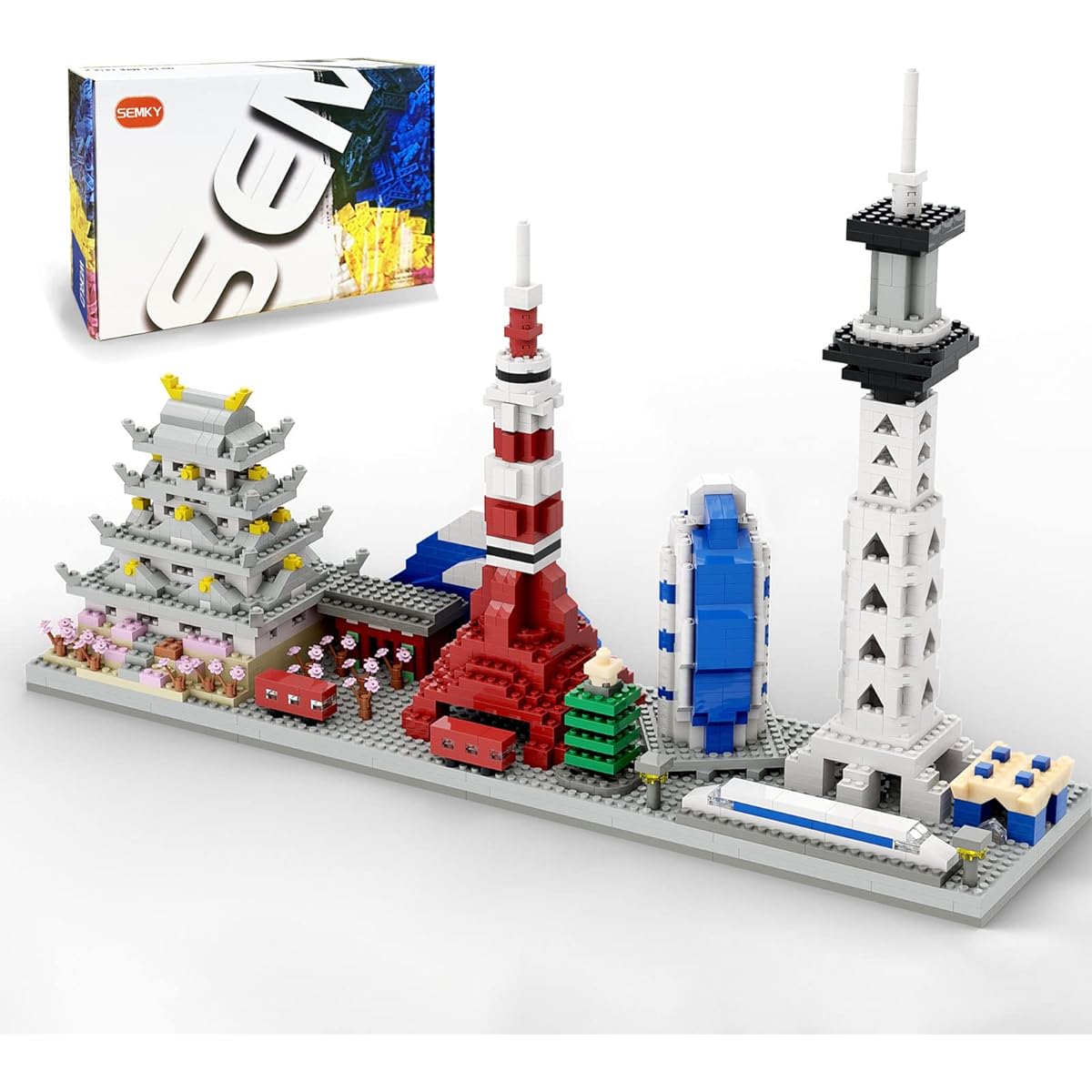 SEMKY Micro Mini Blocks Japan Skyline Famous Landmarks Collection Model Set (1888 Pieces) - Japanese Building and Architecture Toys Gifts for Kids and Adults